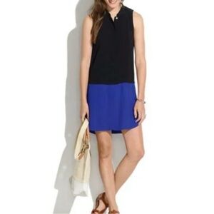 Madewell Colorblock Sleeveless Shirtdress Tunic Summer Black Royal Blue Sz XS
